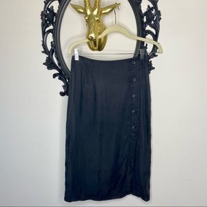 Rag Posts Dark Gray Below the Knee Skirt with Button Details
